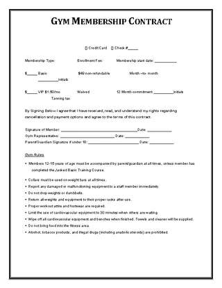 Gym Membership Contract