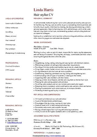 Hair Stylist Cv Sample