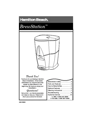 Hamilton Beach Instruction Manual Sample