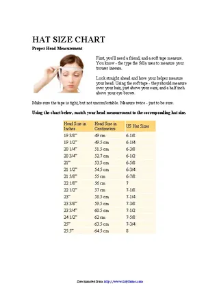 Hat Size Chart