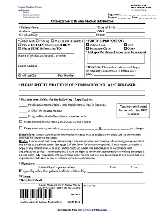 Hawaii Authorization To Release Medical Information Form