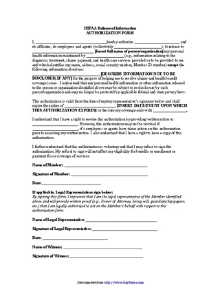 Hawaii Release Of Information Authorization Form