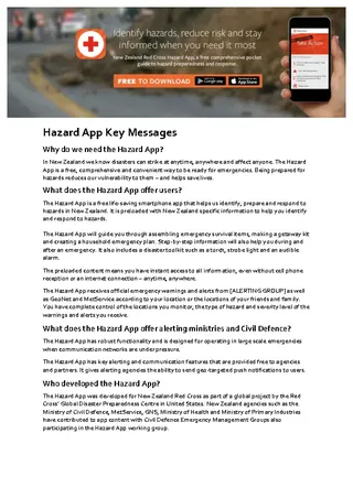 Hazard App Key Messages Template