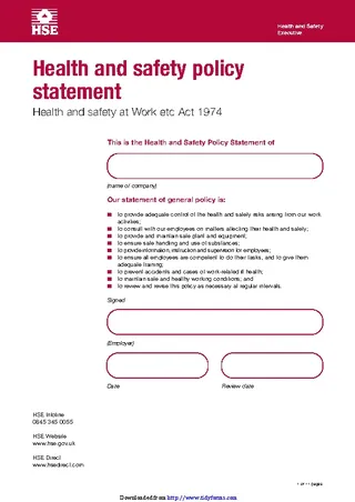 Forms Health And Safety Policy Statement 1