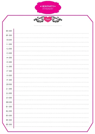 Forms Hen Party Itinerary Template