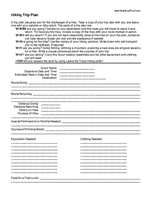 Forms Hiking Trip Planner Template