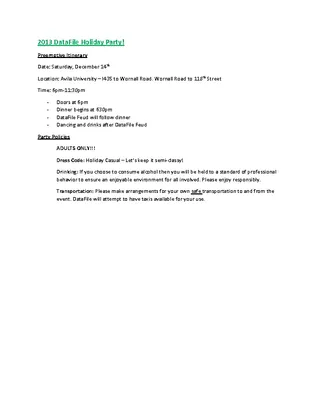 Holiday Party Itinerary Template
