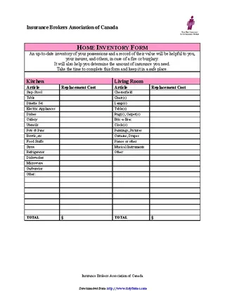 Forms Home Inventory Form