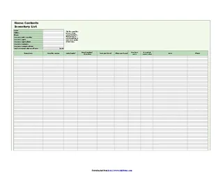 Forms Home Inventory Spreadsheet