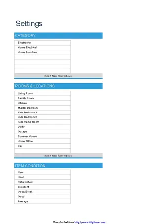 Forms Home Inventory Template