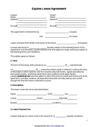 Horse Lease Agreement 1