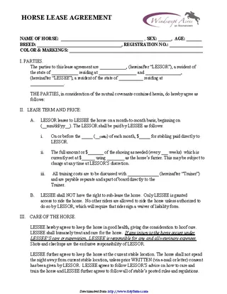 Horse Lease Agreement 3