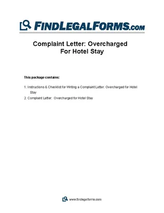 Forms Hotel Complaint Letter