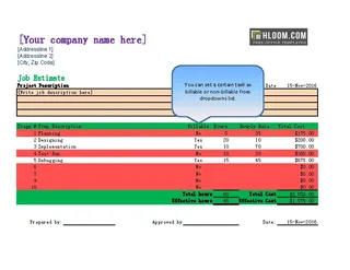 Hourly Job Blank Estimate Template Free Download