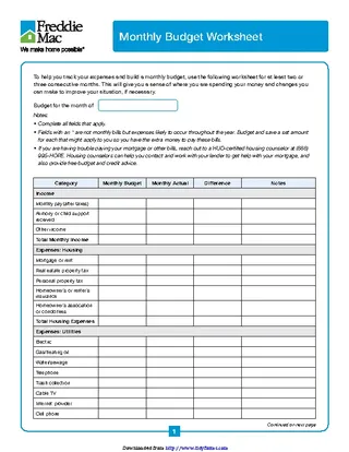 Forms Household Budget Template 2 Monthly