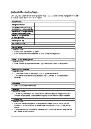 Forms Hr Investigation Report Template