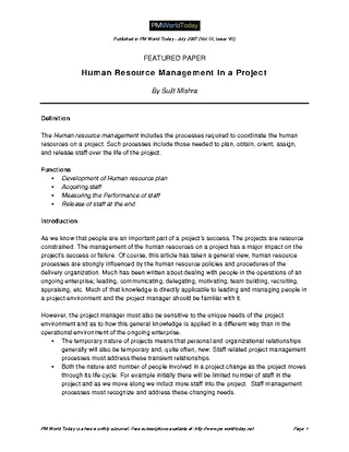 Hr Project Report Template