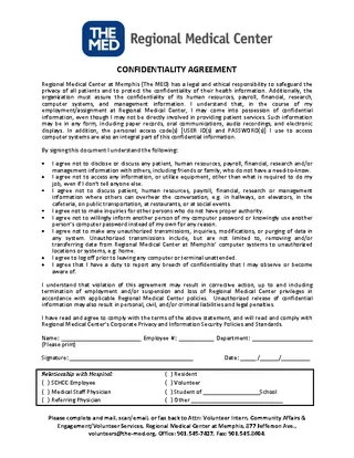 Human Resources Confidentiality Agreement Template