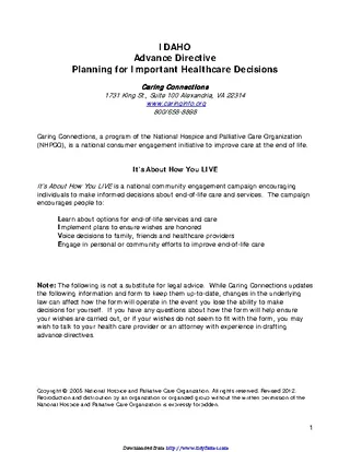 Forms Idaho Advance Health Care Directive Form 2