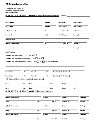 Forms Idaho Rental Application Form