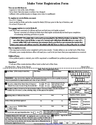 Forms Idaho Voter Registration Form