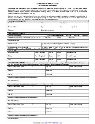 Ihop Employment Application New Hire Information