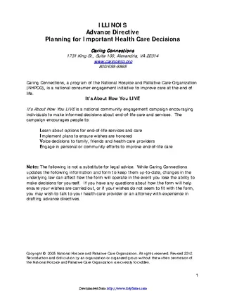 Illinois Advance Health Care Directive Form