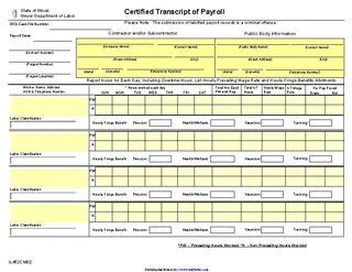 Illinois Certified Transcript Of Payroll