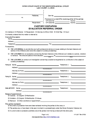 Forms Illinois Child Custody Form