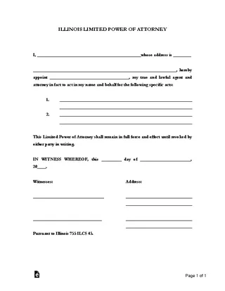 Illinois Limited Power Of Attorney Form