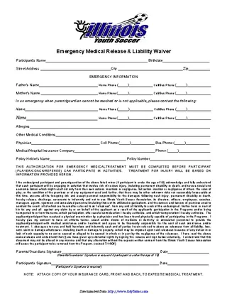 Illinois Medical Release Form For Player