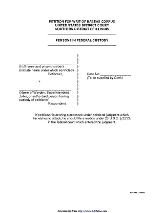 Illinois Petition For Writ Of Habeas Corpus