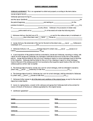 Forms Illinois Sublease Agreement Template
