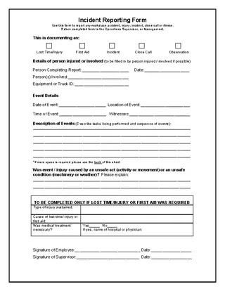 Incident Report Form Template Word