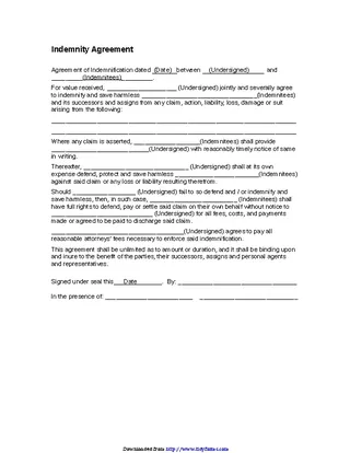 Forms indemnity-agreement-1