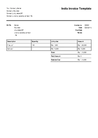 Indian Invoice Template