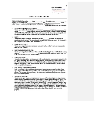 Indian Residential Rental Agreement