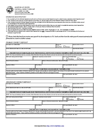 Forms Indiana Direct Deposit Form 2