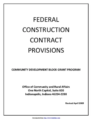 Indiana Federal Construction Contract Provisions