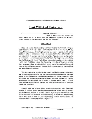 Indiana Last Will And Testament Form