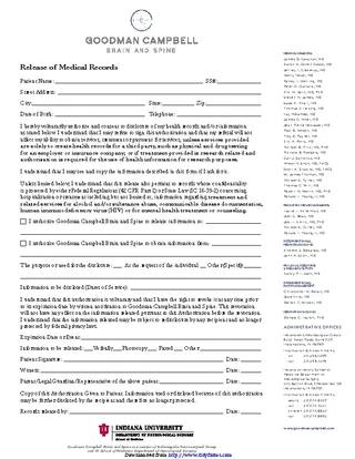 Indiana Medical Records Release Form 2