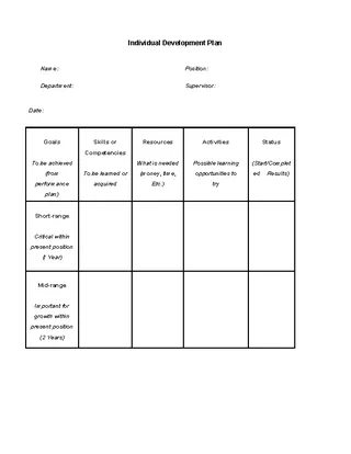 Individual Career Development Plan