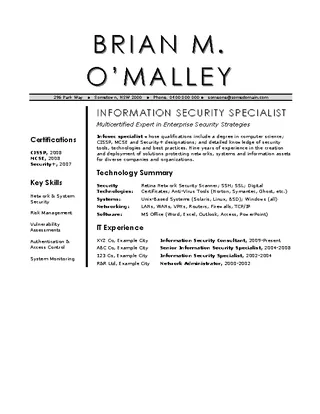 Information Security Cv Template