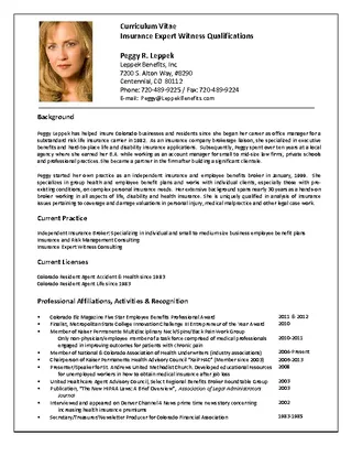 Insurance Expert Cv Template