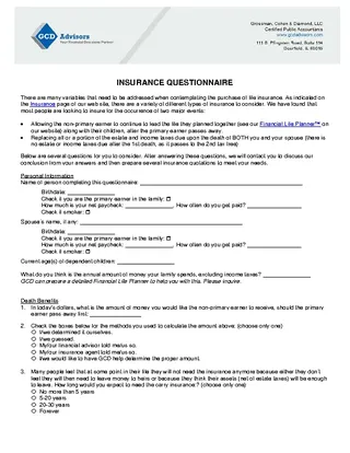 Forms Insurance Questionnaire