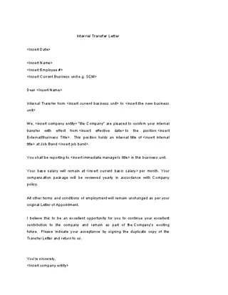 Internal Transfer Letter Template