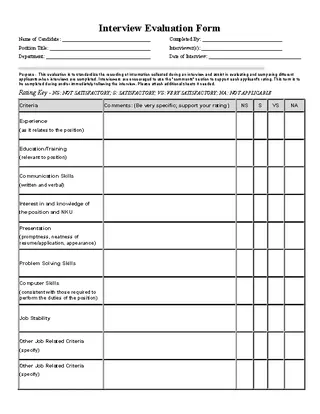 Forms Interview Evaluation Form