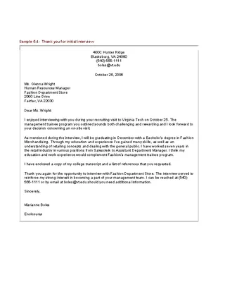Interview Thank You Letter Template 1