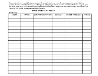 Forms Inventory Spreadsheet Template