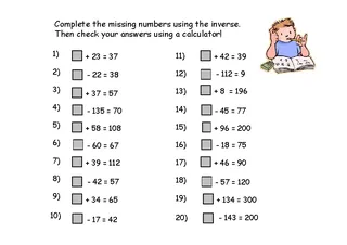 Inverse Missing Numbers Worksheet Template